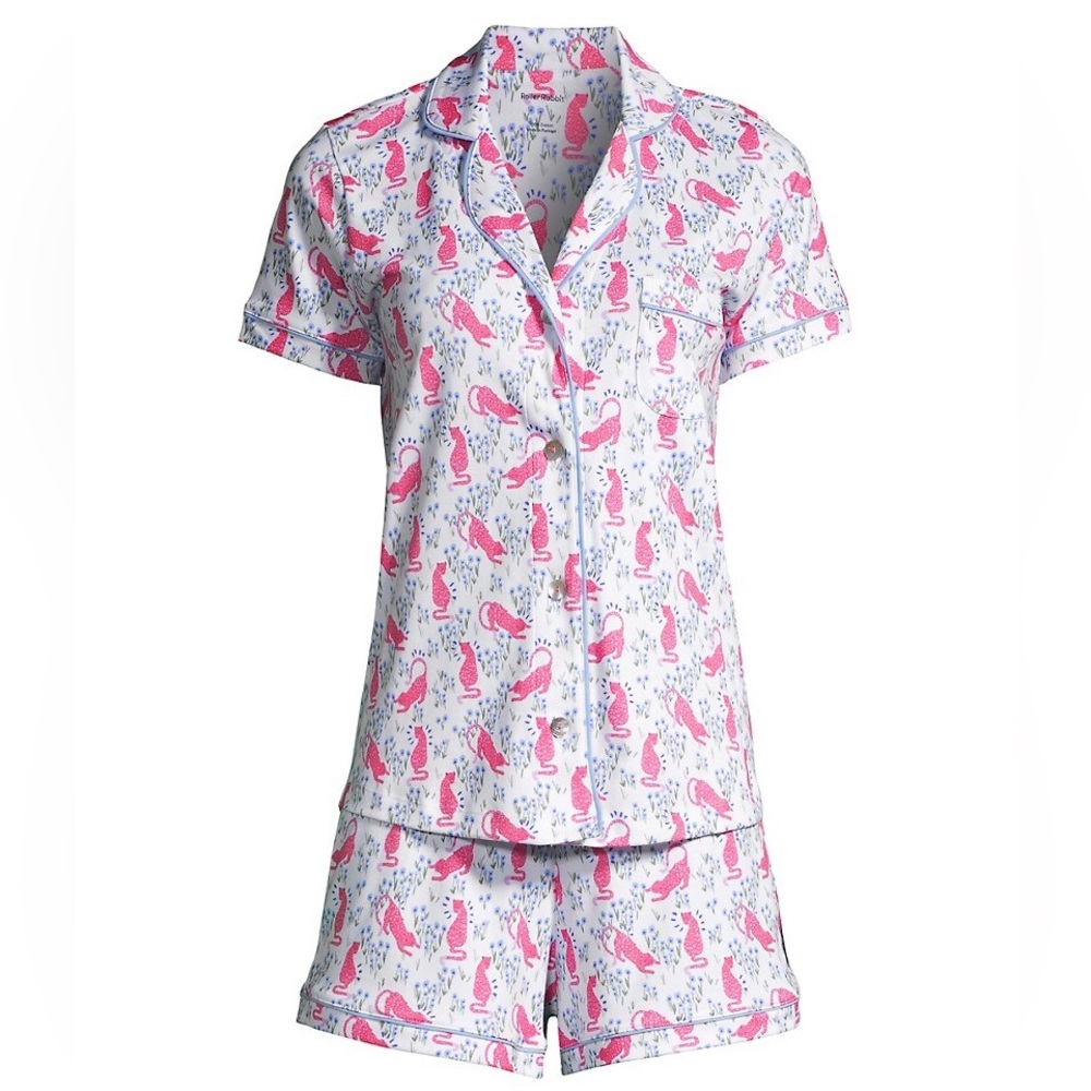Roller Rabbit Cheetah Garden 2 Piece Pajama Set Size Large (fits like a medium)